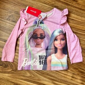 PatPat Pink Barbie Graphic Ruffle Sleeve Top